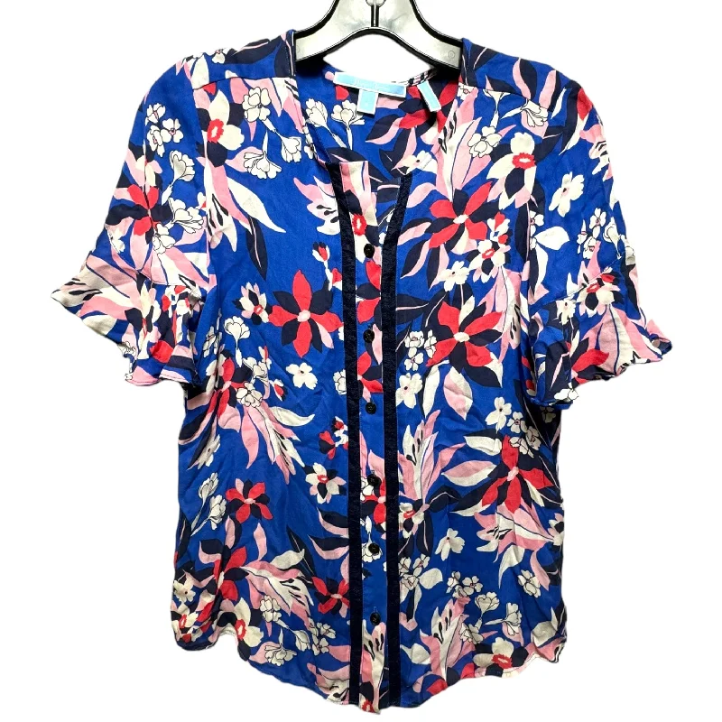 Bellamy Flutter Sleeve Silk Blouse By Draper James In Amaryllis Floral Print, Size: 4 Modern Men's Geometric