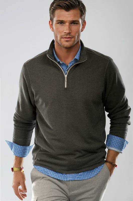 Voey Quarter Zip Sweatshirt - Charcoal Gray Modern Men's Tech