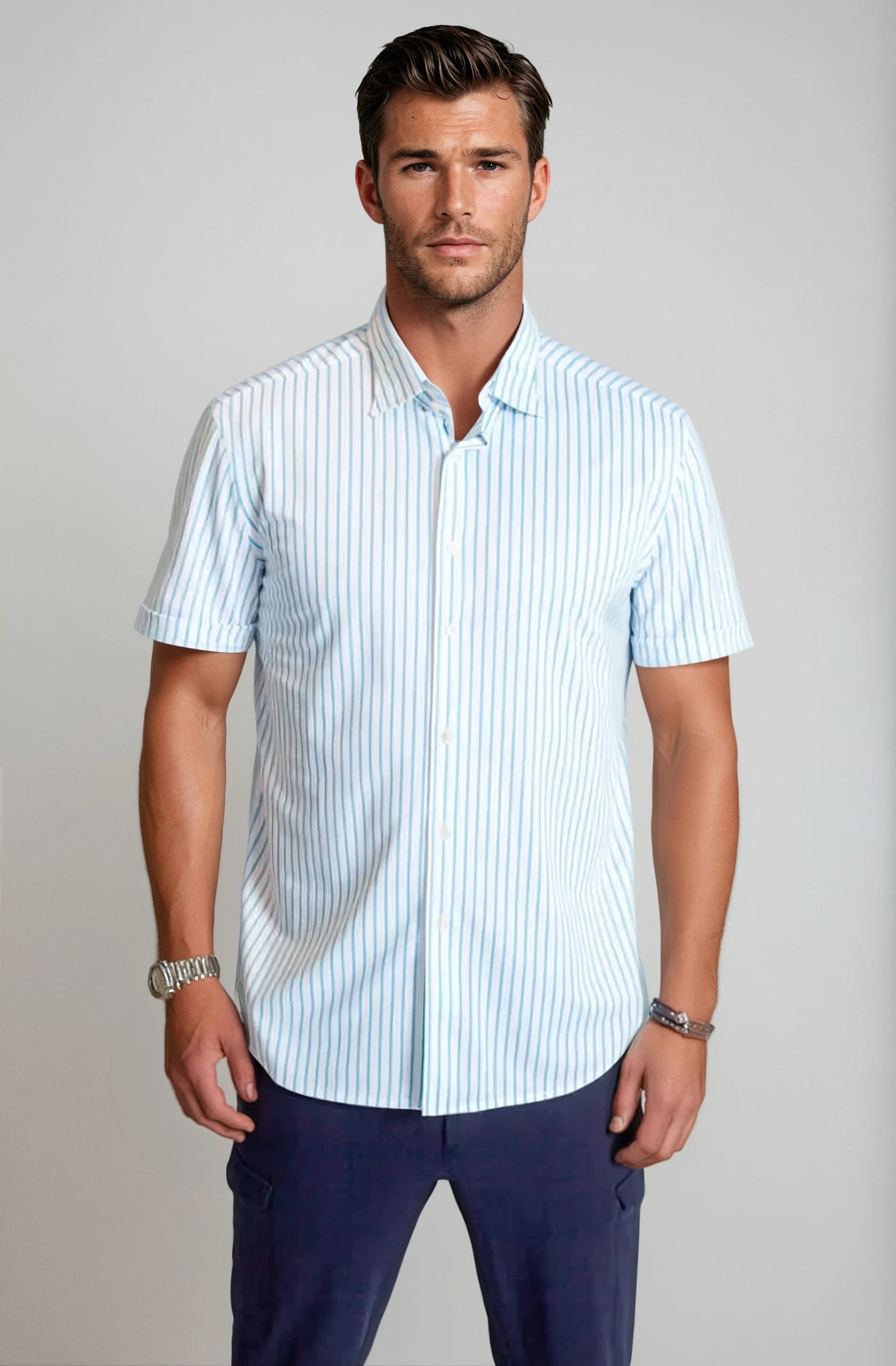 Corsica Stripe Short Sleeve Tech Shirt Masculine Men's 