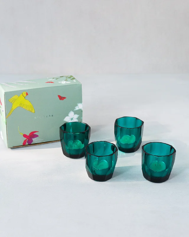 Emerald votives With Scented Tealights (set of 4) Beach