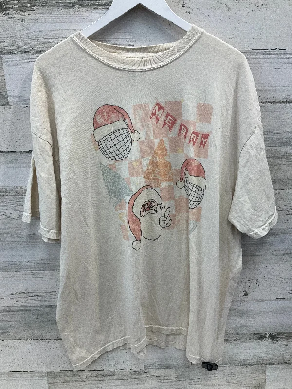 Top Short Sleeve By Comfort Colors In Cream, Size: 2x Unique Men's Upcycled