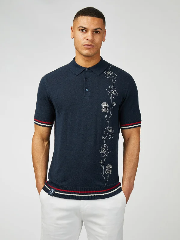 Team GB Floral Printed Polo - Dark Navy Business