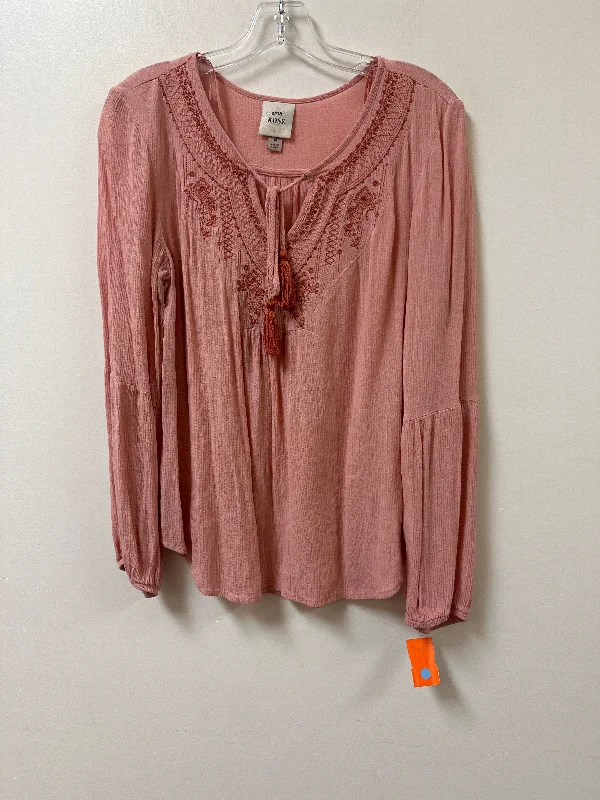 Top Long Sleeve By Knox Rose In Pink, Size: M Earthy Men's Sustainable 