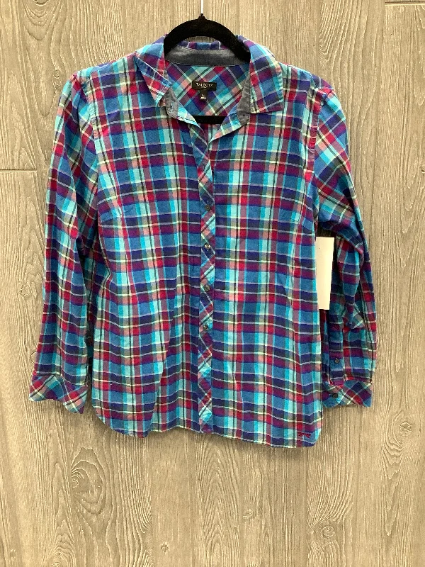 Top Long Sleeve By Talbots In Plaid Pattern, Size: Lp Street