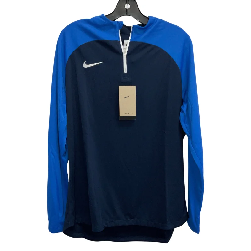 Athletic Top Long Sleeve Collar By Nike Apparel In Navy, Size: Xl Casual Men's Loose