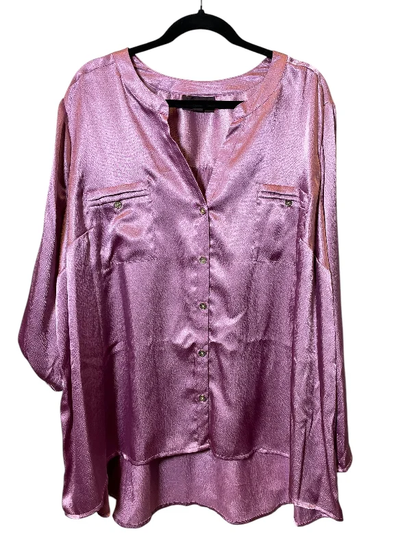 Top Long Sleeve By Dana Buchman In Purple, Size: 3x Elegant Men's Cashmere