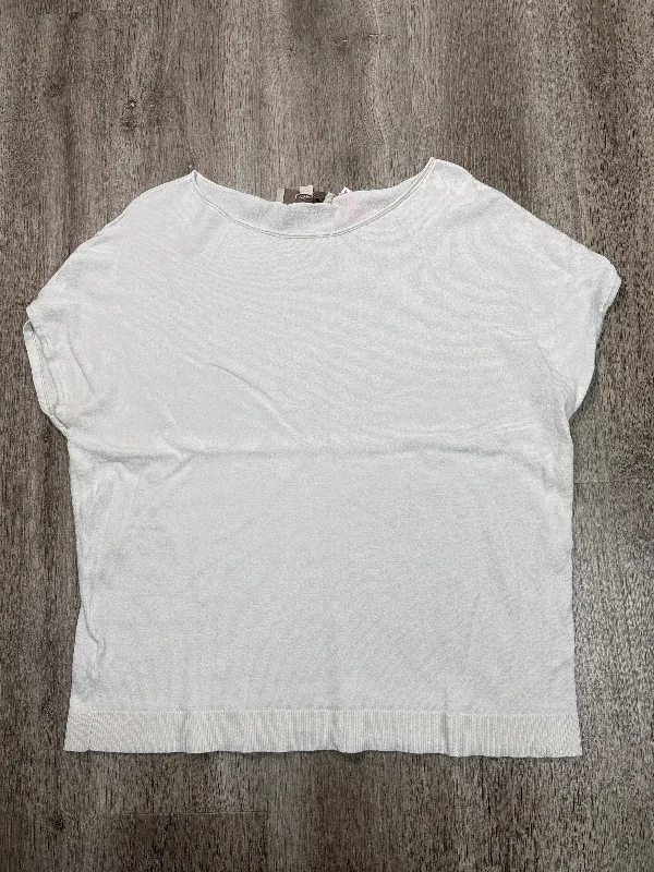 Top Short Sleeve By Loft In White, Size: L Monochromatic All