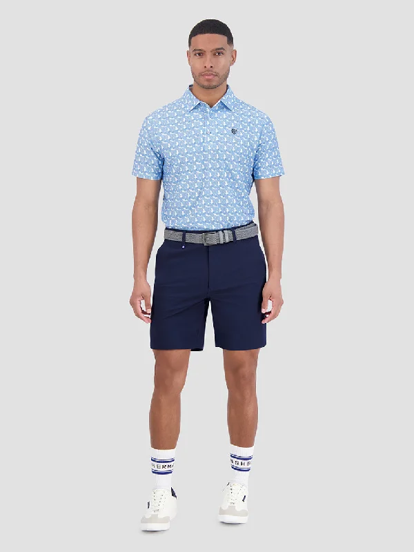 Psychedelic Helmet Tech Jersey Sports Fit Polo - Blue Modern Men's Tech