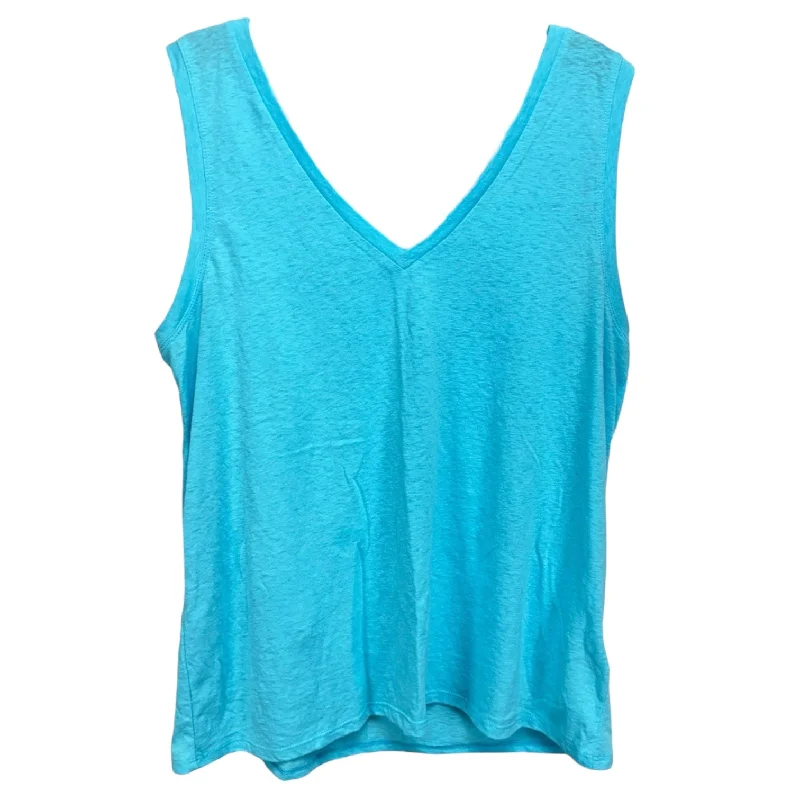 Vintage Slub Cotton V-neck Tank Top By J. Crew In Barcelona Blue, Size: L Artistic Men's Hand