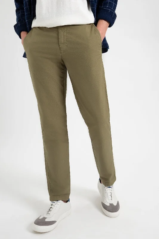 Beatnik Oxford Slim Taper Garment Dye Chino - Light Olive Elegant Men's Cashmere