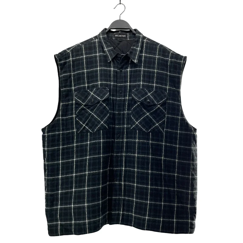 BALENCIAGA/Puffer Vest/40/Plaid/Cotton/GRN/TWO FRONT POCKETS Lumberjack