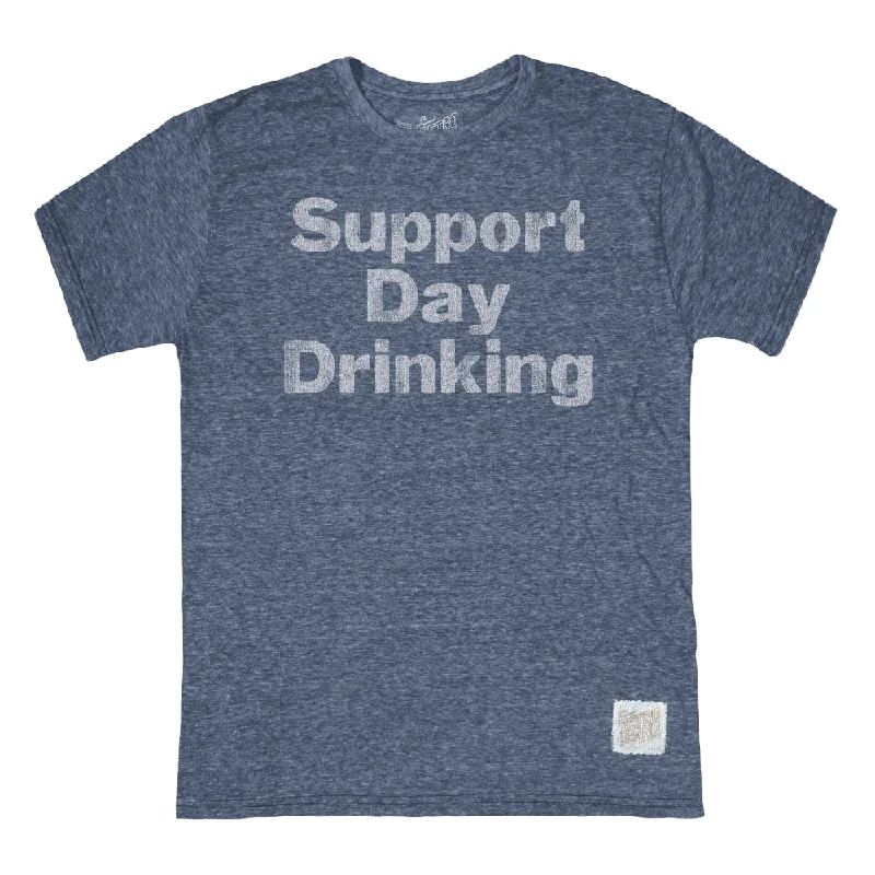 Retro Brand Support Day Drinking Tri-Blend Unisex T-Shirt - Navy Confident Men's High