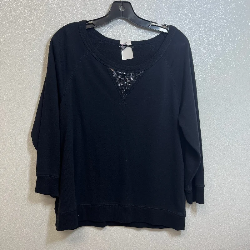 Top Long Sleeve Basic By Chaus In Black, Size: L Tailored