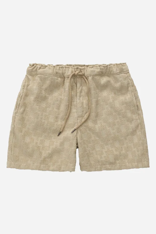 OAS Beige Machu Terry Shorts Sleek Men's Contemporary 