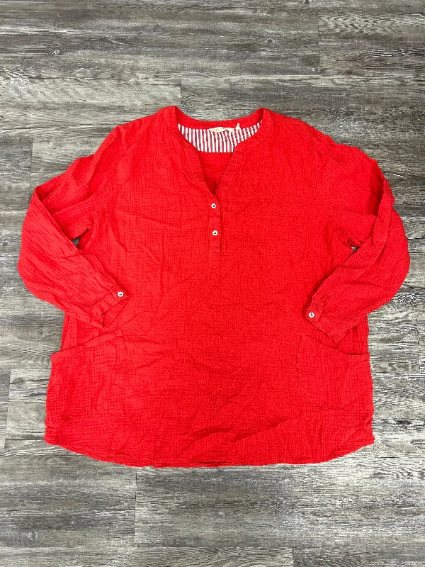 Top 3/4 Sleeve By Soft Surroundings In Red, Size: 3x Laid