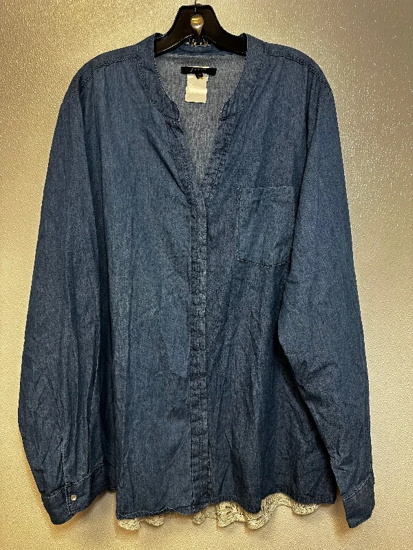 Top Long Sleeve By Earl Jean In Denim, Size: 2x Sharp Men's Italian