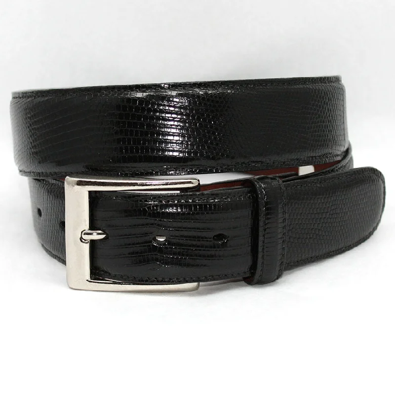 Torino Leather Black Lizard Belt Tough Men's Military