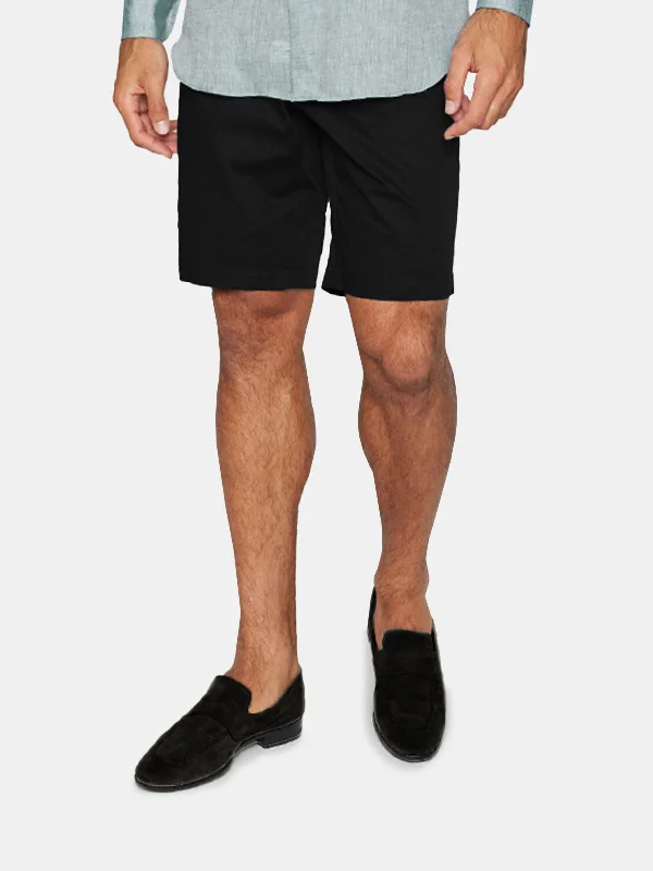 Black Summer Pleated Cotton Shorts Dynamic Men's Moto