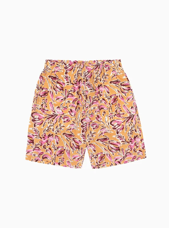 Home Party Shorts Orange Floral Modern Men's Geometric