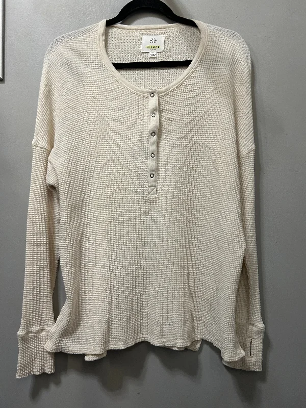 Top Long Sleeve By Aerie In Cream, Size: M Casual Men's Loose