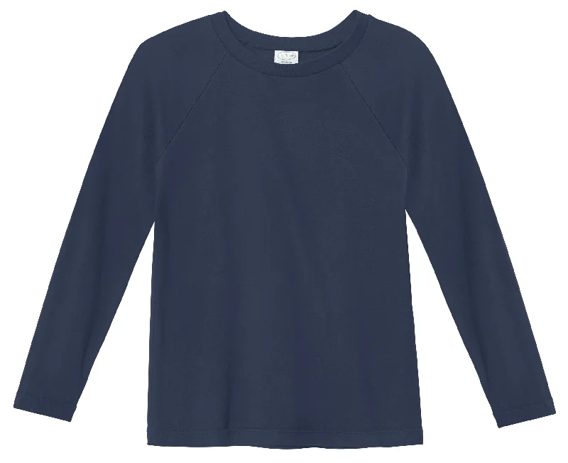 Boys Super-Soft 100% Organic Cotton Raglan Long Sleeve Tee | Midnight Youthful Men's Pop