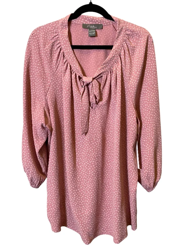 Top 3/4 Sleeve By Clothes Mentor In Pink, Size: 2x Masculine Men's Thick