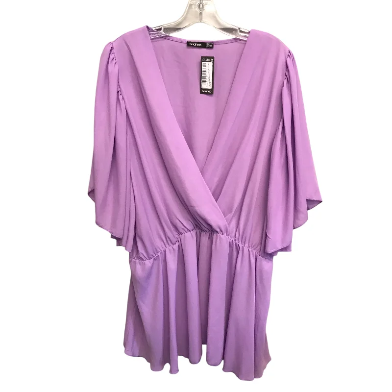 Top Ss By Boohoo Boutique In Purple, Size:3X Tailored