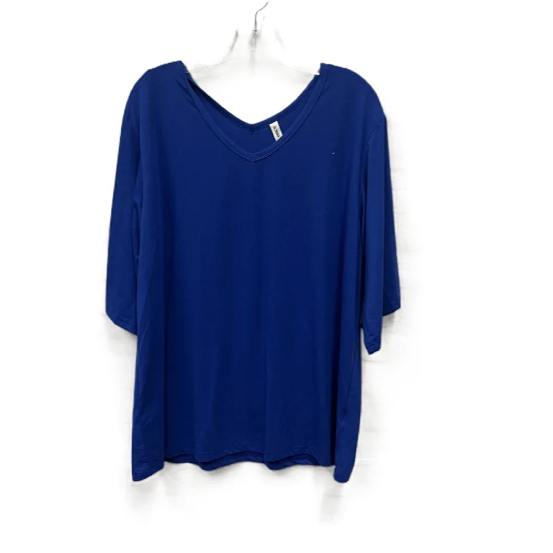 Top 3/4 Sleeve By Sueani In Blue, Size: 2x Beach