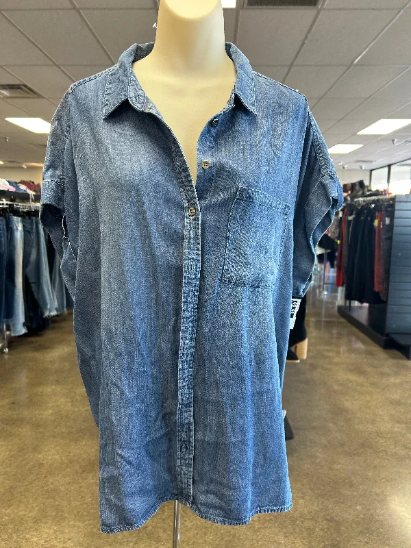 Top Short Sleeve By Velvet Heart In Blue Denim, Size: Xl Earthy Men's Hemp