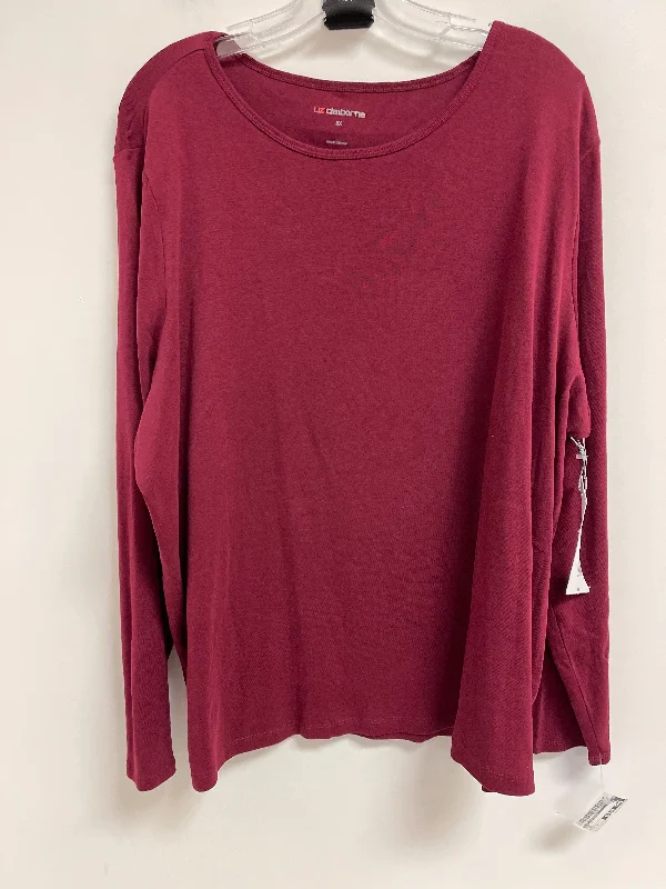 Top Long Sleeve By Liz Claiborne In Red, Size: 3x Monochromatic Office Style