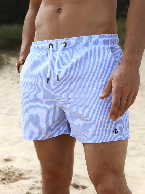 Striped Swim Shorts - Light Blue Bold Men's Statement