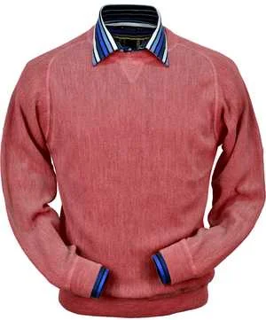 Peru Unlimited - Baby Alpaca Sweatshirt in Red Coral Heather Monochromatic Office Style