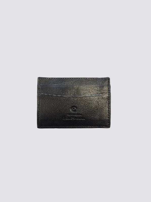 Koki Leather Card Holder Wallet - Black Sporty Men's Athleisure 