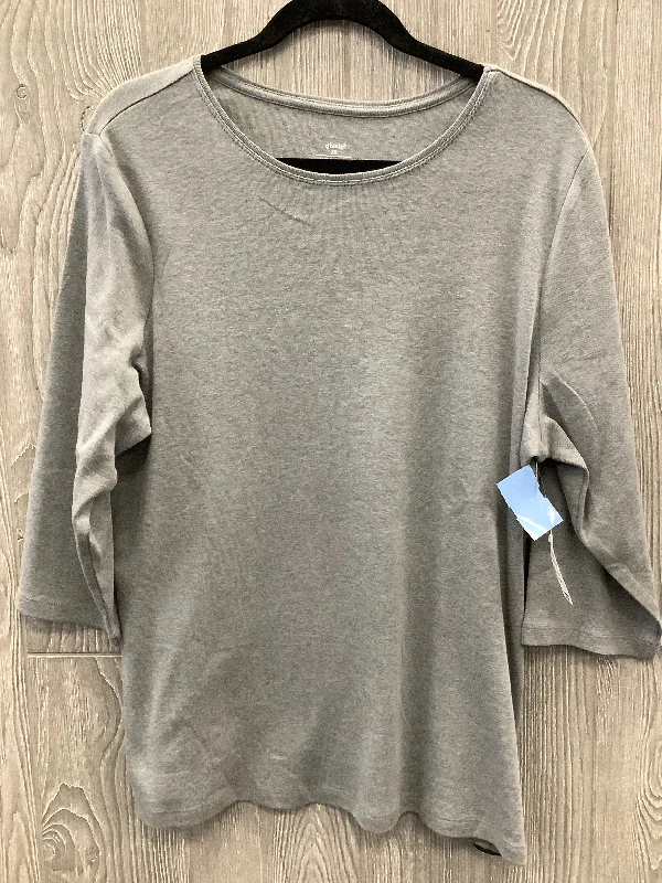 Top Long Sleeve Basic By Cj Banks In Grey, Size: 1x British Gentleman Style