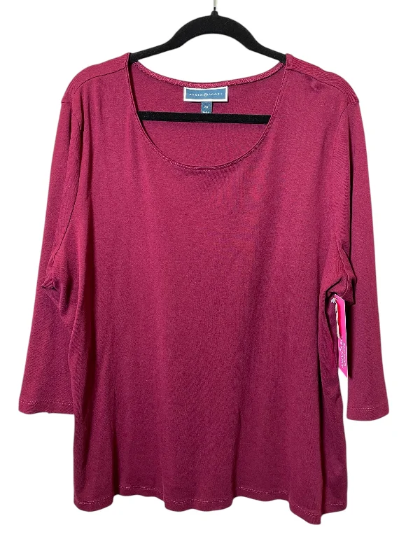 Top 3/4 Sleeve By Karen Scott In Maroon, Size: 3x Earthy Men's Hemp