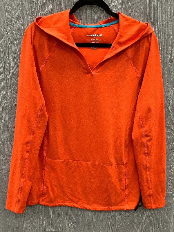 Athletic Top Long Sleeve Hoodie By Marika In Orange, Size: Xl Cool Men's Distressed