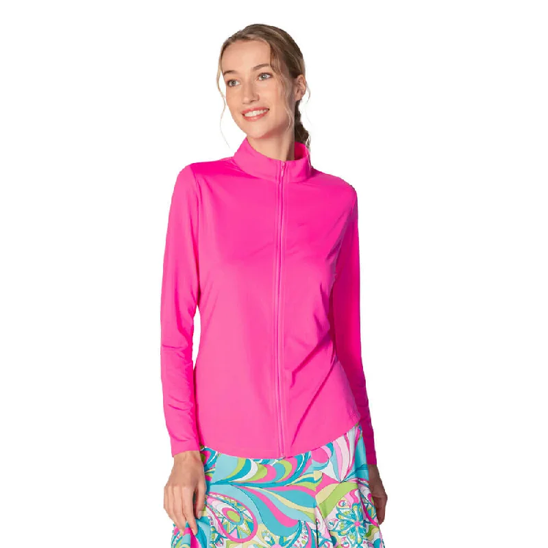 G Lifestyle Solid Full Zip Jacket - Hot Pink Sporty Men's Tennis