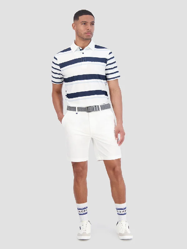 Mixed Mod Stripes Tech Jersey Sports Fit Polo - Blue Sophisticated Men's 