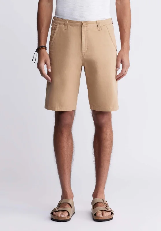 Hadrian Men's Flat Front Shorts in Tan - BM24266 Youthful Men's Pop