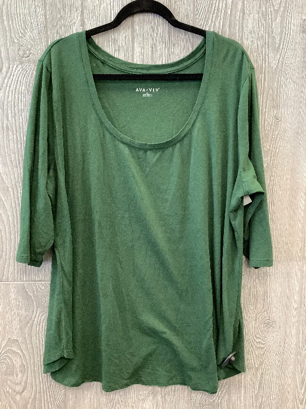 Top Short Sleeve By Ava & Viv In Green, Size: 2x Elegant Men's Cashmere