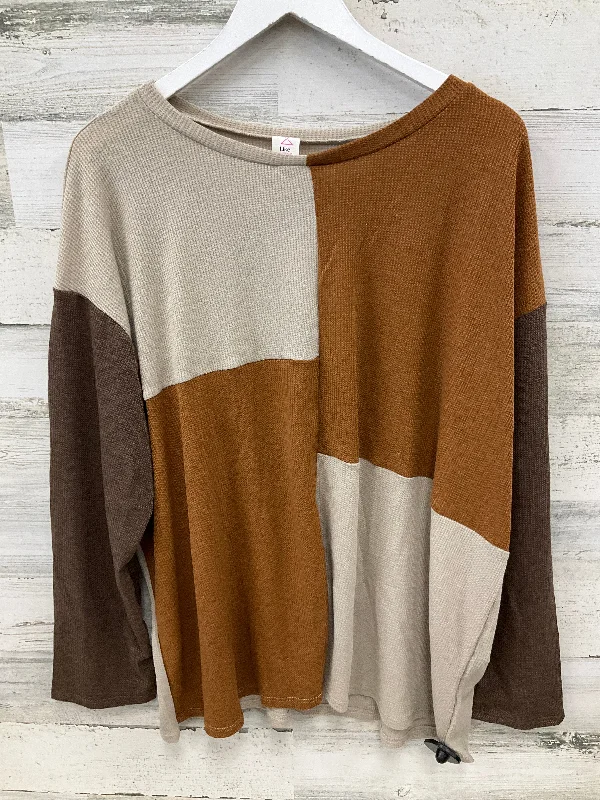 Top Long Sleeve By Clothes Mentor In Brown, Size: 2x Cool Men's Distressed