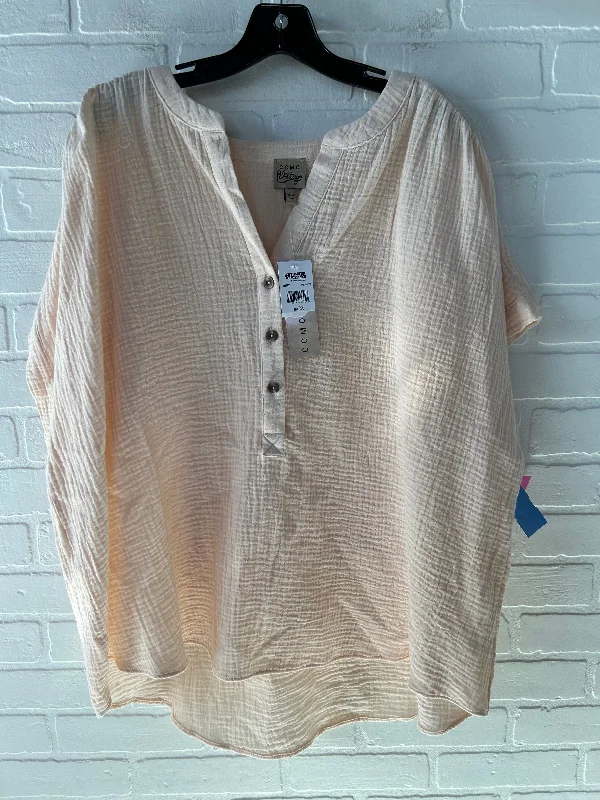 Top Short Sleeve By Como Vintage In Peach, Size: 3x Masculine Men's 