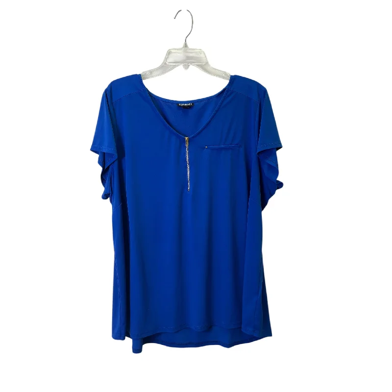 Top Ss Basic By Roz And Ali In Blue, Size:3X Vacation