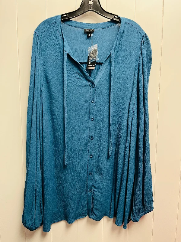 Top Long Sleeve By Torrid In Teal, Size: 2x Laid