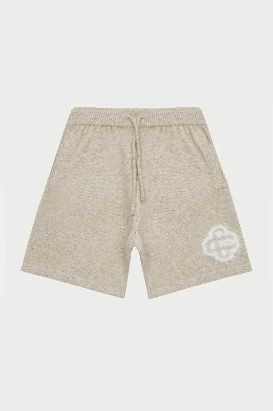 FLUFFY EMBLEM KNITTED SHORTS - BEIGE Cozy Men's Sherpa