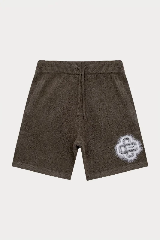 FLUFFY EMBLEM KNITTED SHORTS - BROWN Cool Men's Skate