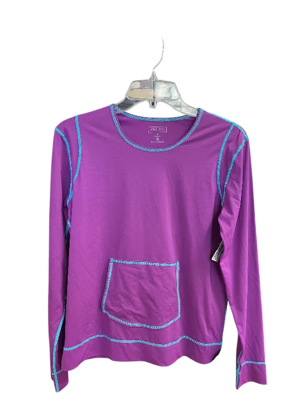 Athletic Top Long Sleeve Crewneck By Athleta In Purple, Size: M British Gentleman Style