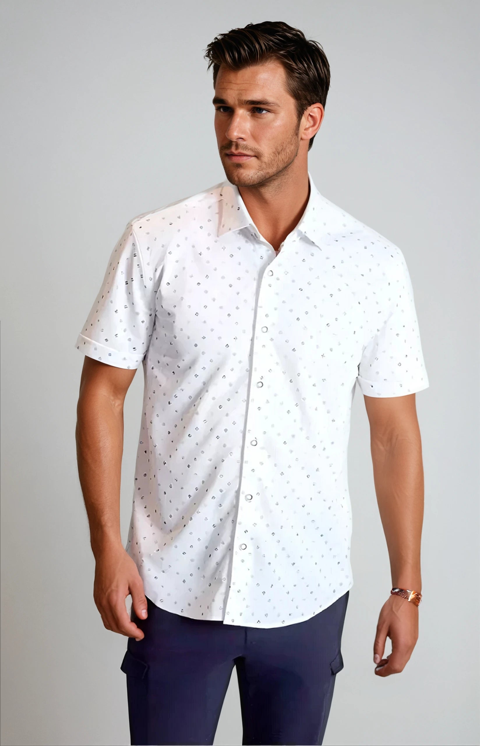 Newport Ditsy Short Sleeve Tech Shirt Refined Men's European