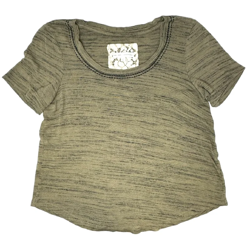 Elle Space Dyed Short Sleeve Tee By Anthropologie In Olive, Size: XS Streetwear Style