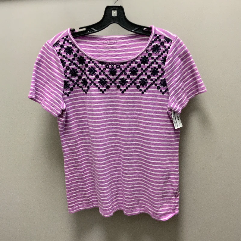 Top Short Sleeve Basic By Talbots In Purple, Size: Mp Business